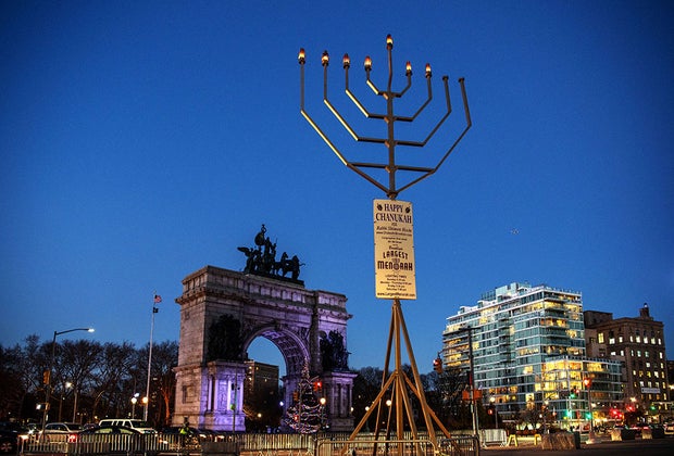 world's largest menorahs, at Grand Army Plaza : Holiday activities in NYC