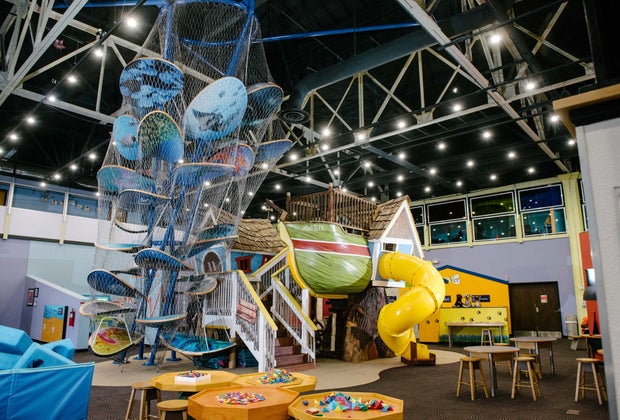 a climbing play structure in the museum