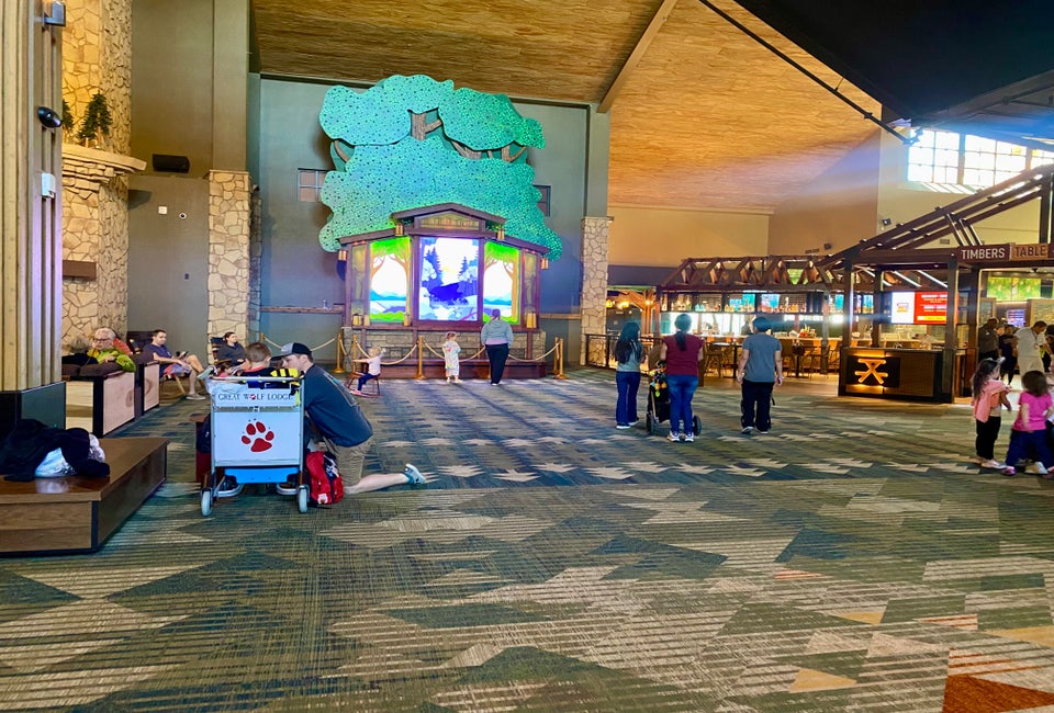 The renovated lobby at Great Wolf Lodge Grapevine. Image by Gabby Cullen