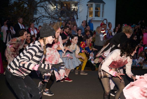 Image of MOMbies dancing in costume