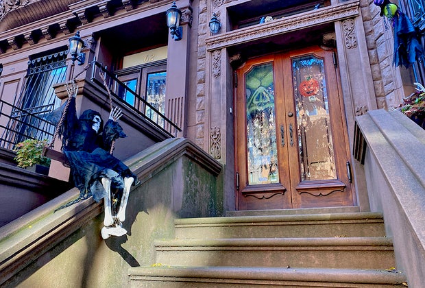 Halloween decorations in Mount Morris Park