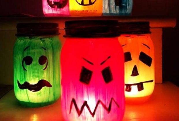 Paint some recycled jars and you have an adorably spooky new light!