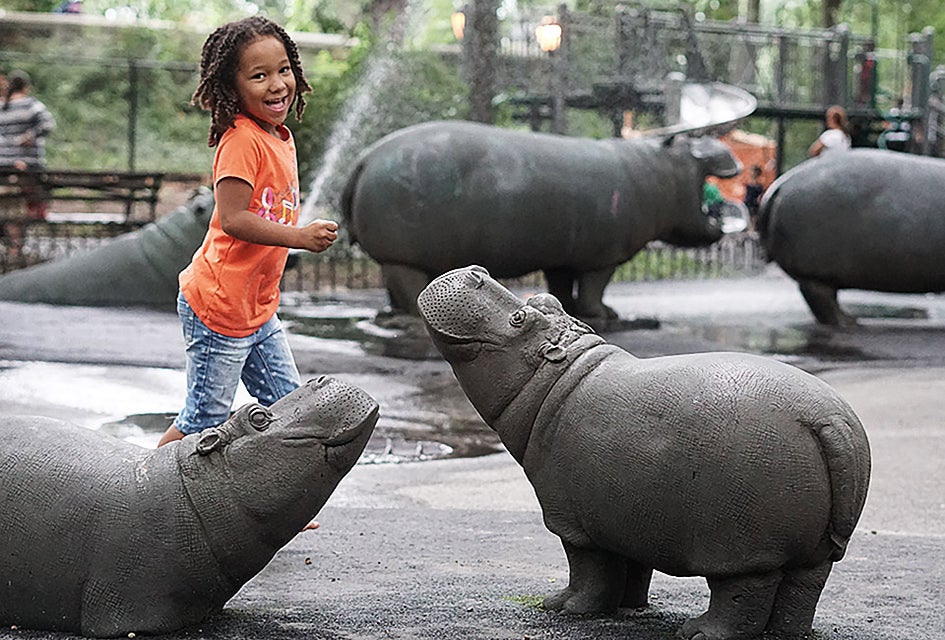 Splash with the hippos at the Upper West Side's Hippo Playground.