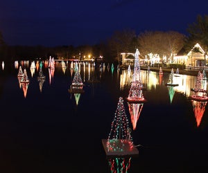 January 7th is the last chance to see the floating Christmas trees at Historic Smithville. Photo courtesy of Historic Smithville