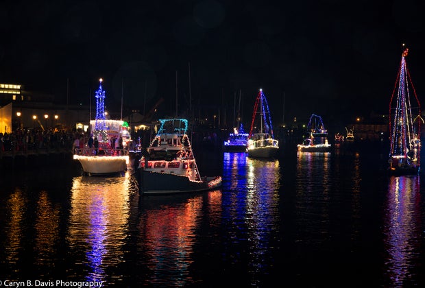 Image of Mystic lighted boats - Hallmark Christmas Movies Filmed in CT