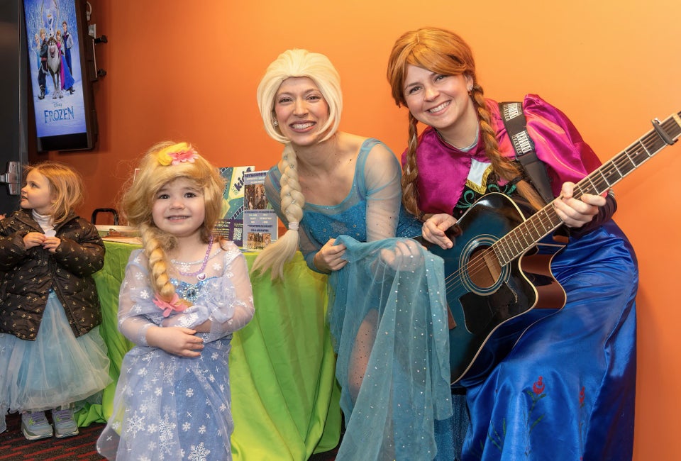 Meet Elsa and Anna during the Frozen sing-along event at the Jacob Burns Film Center. Photo courtesy of JBFC