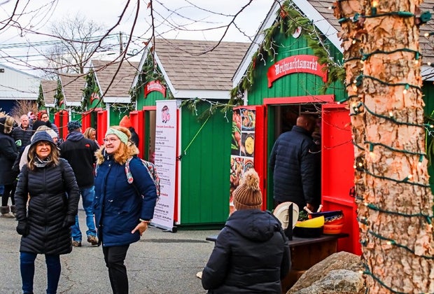German Christmas Market of New Jersey: Huts selling crafts and food