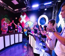 With lights, buzzers, nametags, and a real-life host, The Great Big Game Show feels like a live production! Photo courtesy of The Great Big Game Show