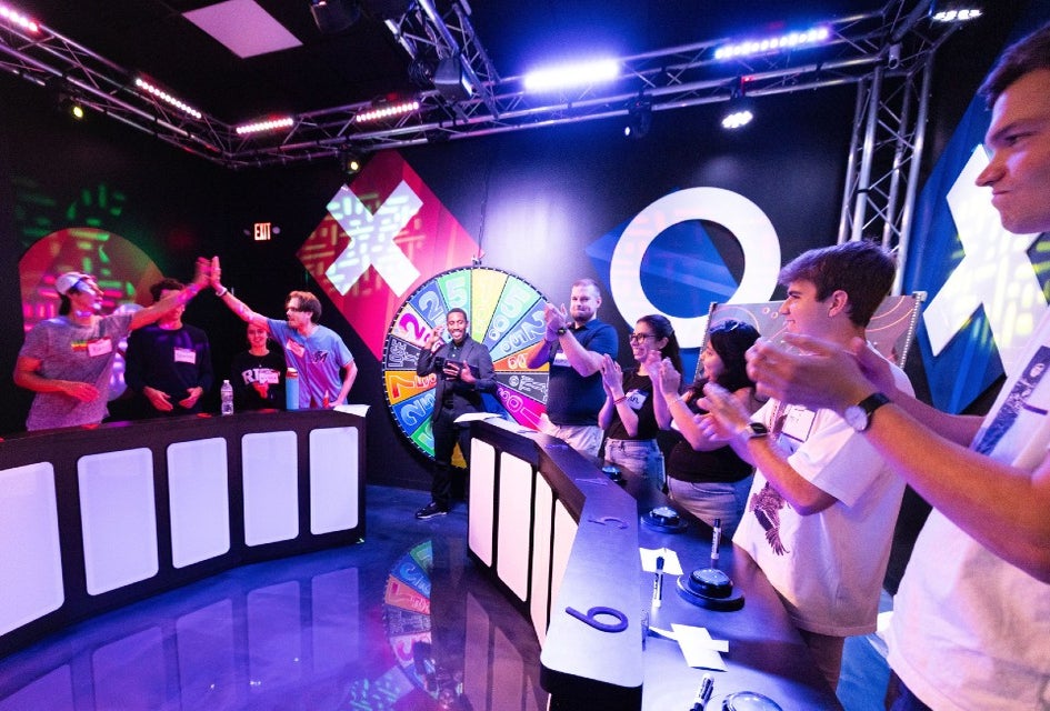 With lights, buzzers, nametags, and a real-life host, The Great Big Game Show feels like a live production! Photo courtesy of The Great Big Game Show
