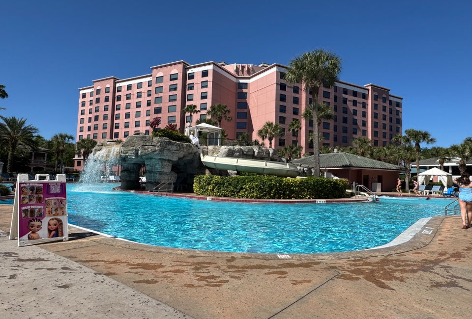 Caribe Royale Orlando has a fantastic main pool with a slide and waterfalls. 