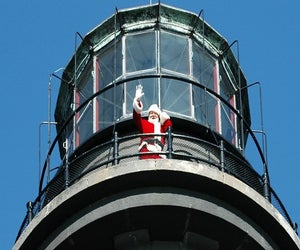  Keep your eyes on the sky for Santa to arrive at the Fire Island Lighthouse! Photo courtesy of the Fire Island National Seashore