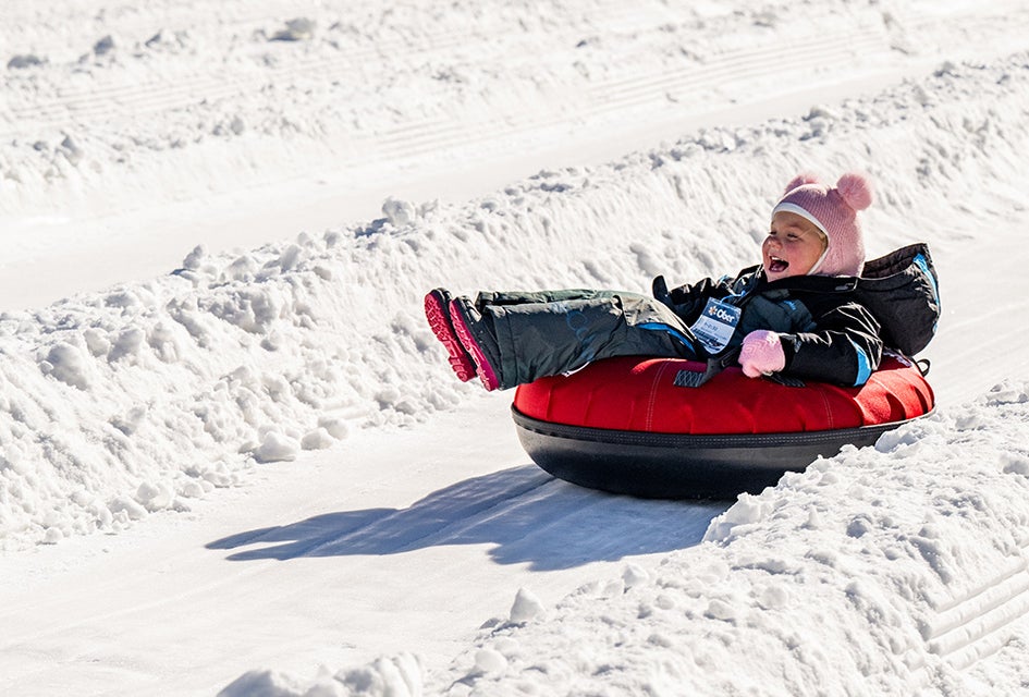 Drive about four hours to Gaitlinburg's Ober Mountain for its 350-foot snow tubing track with a 50-foot drop! Photo courtesy of Ober Mountain