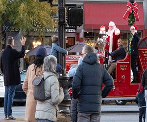 Catch a glimpse of Old St. Nick during Marietta's annual Christmas tree lighting and Santa on the Square. Photo courtesy of City of Marietta