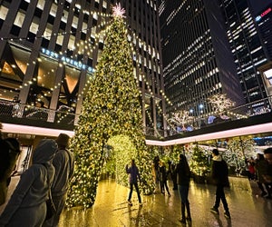 The tunnel through the Christmas tree at 1221 Avenue of the Americas is a delightful surprise! Photo by Jody Mercier