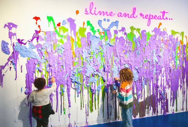 Give the huge slime display your own touch at Sloomoo.