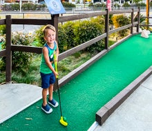 The mini golf holes are creative, challenging, and varied—for both kids and adults. Photo courtesy of the author