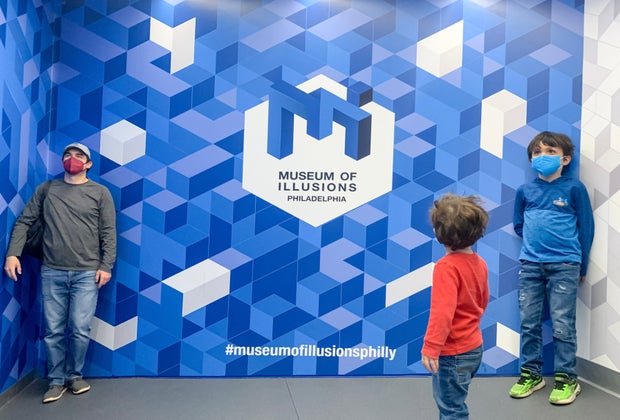 Visiting Philly's Museum of Illusions with Kids:Towering Toddlers