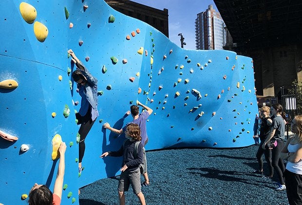 climbing the walls at Dumbo Boulders