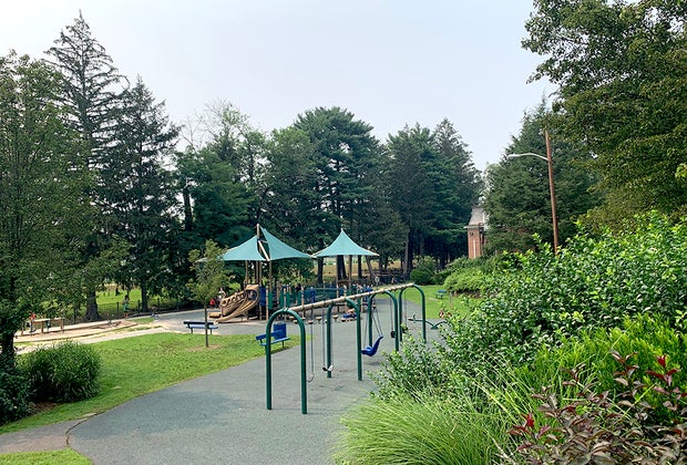 Man-made shade covers the playground at Jack's Friendship Garden