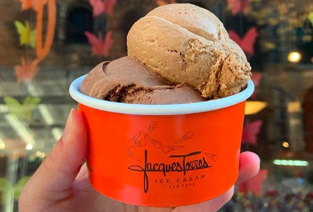 a scoop of chocolate ice cream
