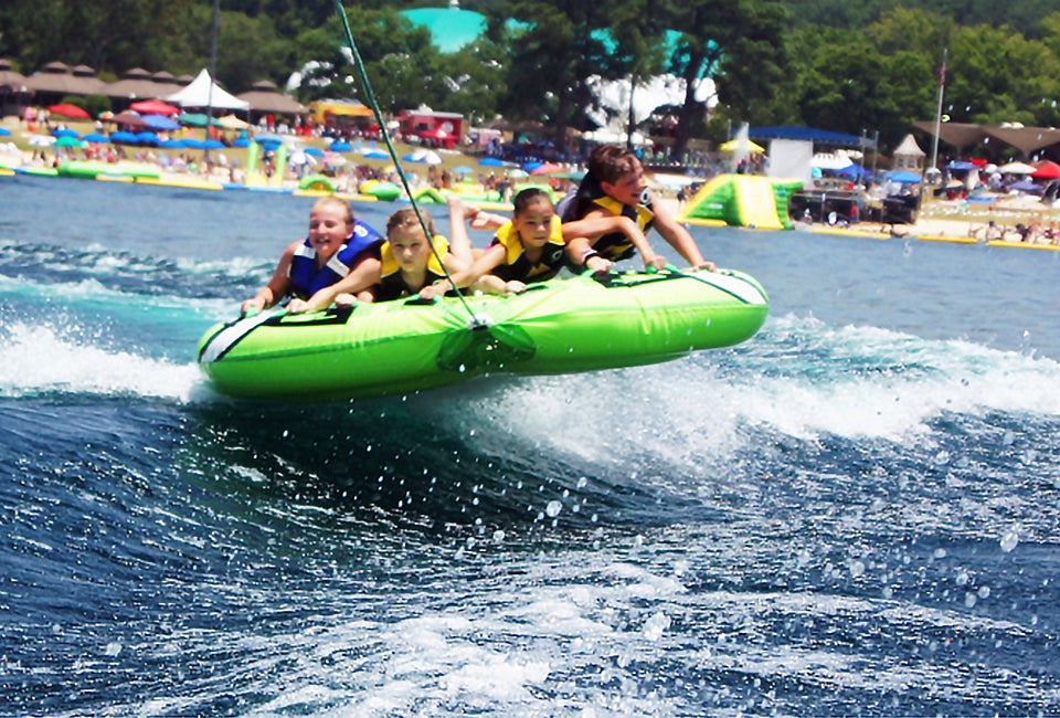 Lakeview Marina offers motorboat-towed tubing adventures on Lake Hopatcong.