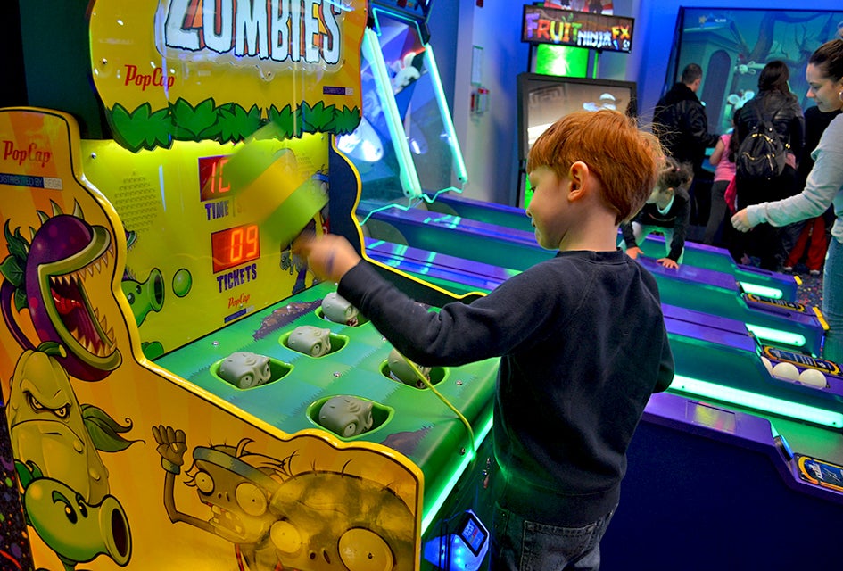 Whack-A-Mole is updated with a Plants Vs. Zombies theme. Photo by Sydney Ng