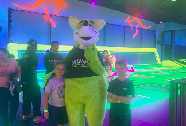 Launch Trampoline Park: Posing with the Launch Mascot