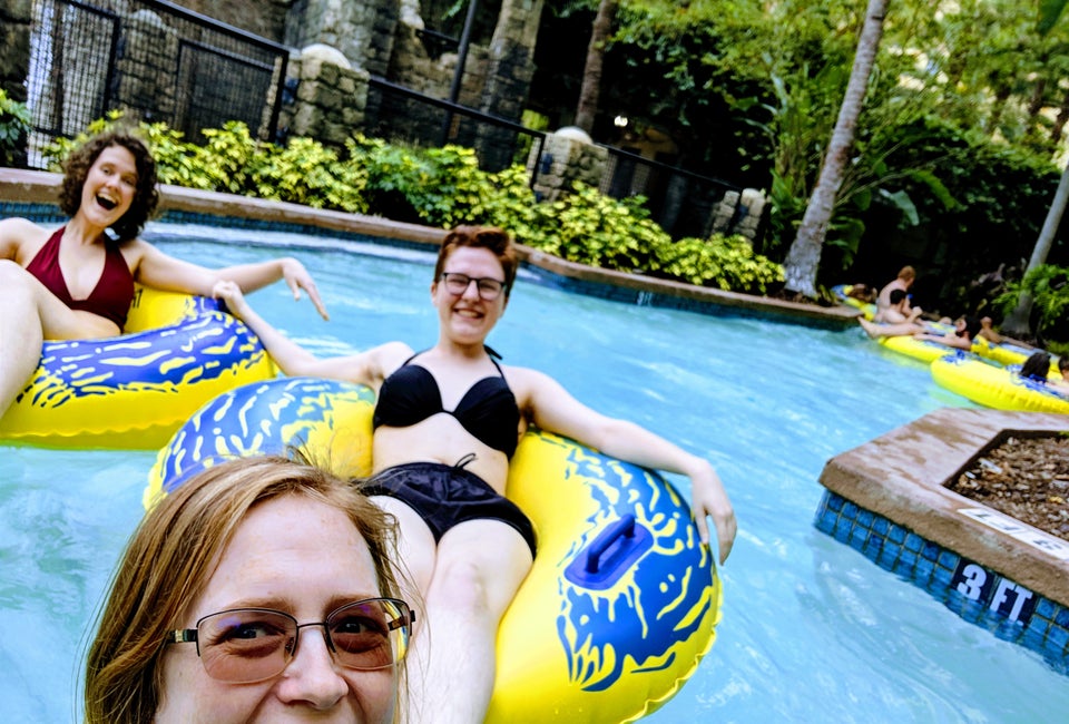 Hit the lazy river, a water slide, or one of the many pools!