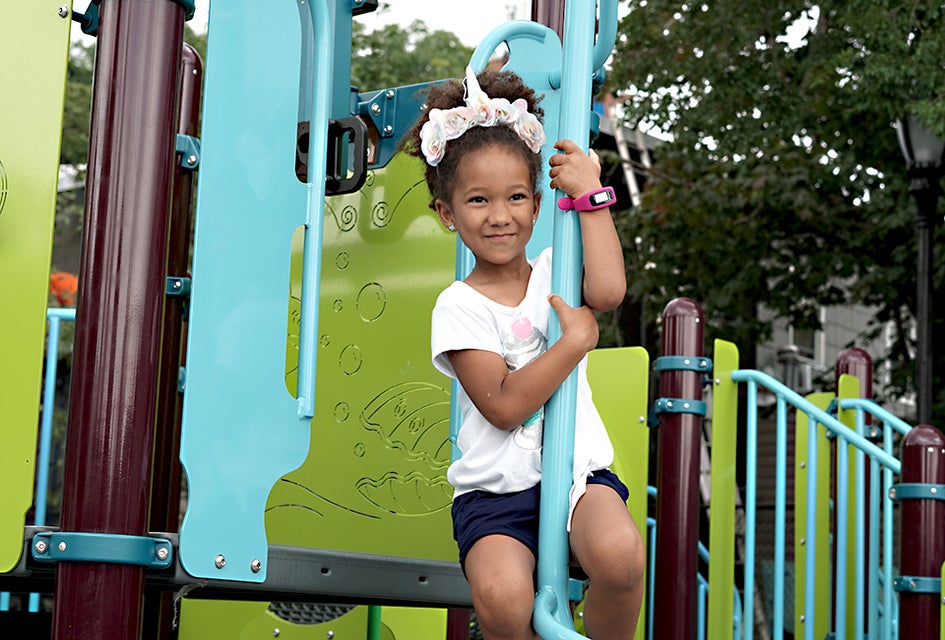 The new climbing structures at Ennis Playground in Gowanus, Brooklyn are a fun challenge for a wide range of ages. 