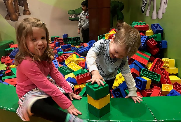 kids building giant legos