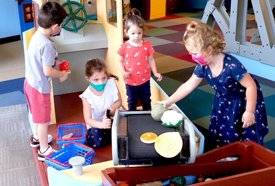 A collaborative effort takes place in LICM's TotSpot. Photo courtesy of the museum