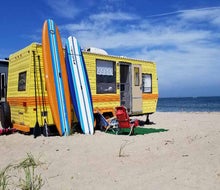 High-end campers from Long Island Glampers can take you to the outer beach in style. Photo courtesy of Long Island Glampers