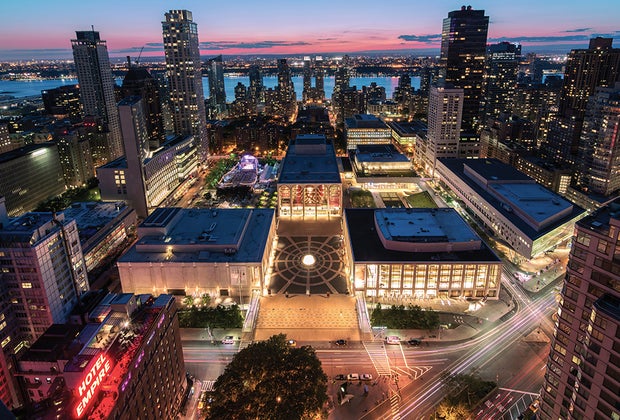 aerial Lincoln Center restart stages