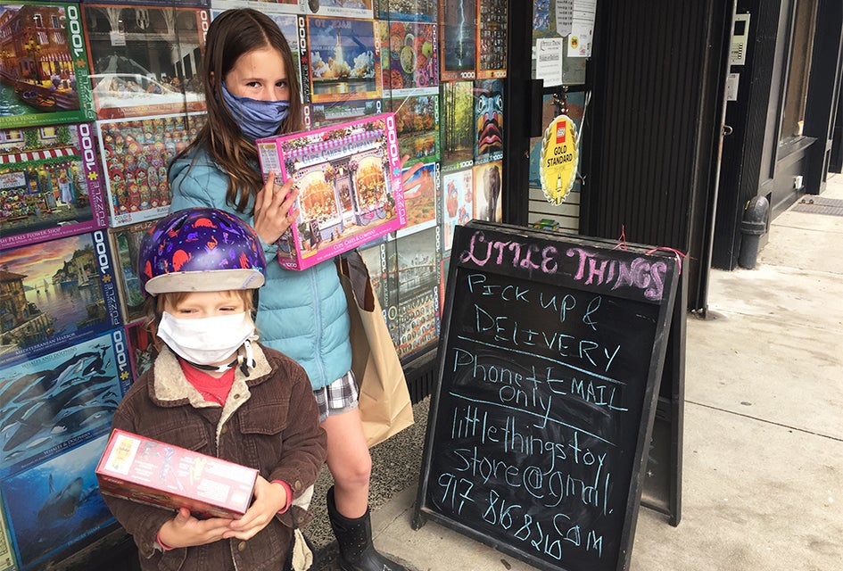 Phone in your order, mask up, and head to Park Slope's Little Things for curbside pickup of your goodies. Photo by Ros Muggeridge