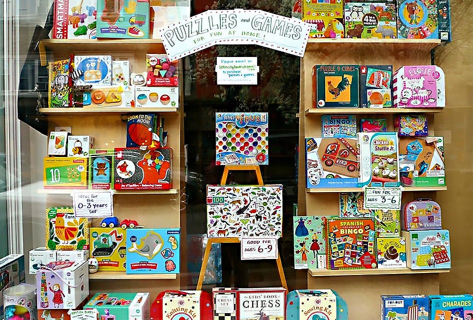 Hoboken's Little City Books offers plenty of page turners, plus toys and puzzles available for curbside pickup or delivery. Photo courtesy of the shop