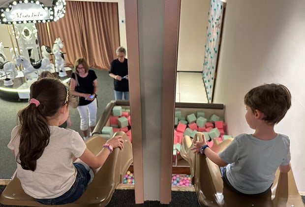 Madeline’s Play Cafe: play area double slide 