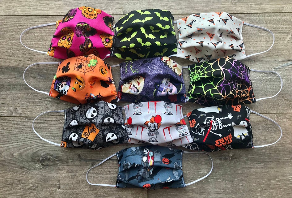 A sampling of Halloween face masks from Etsy shop: MadisonJamesCo