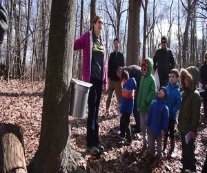 The maple sugaring demonstrations at the Tenafly Nature Center are very popular. Photo courtesy of the center