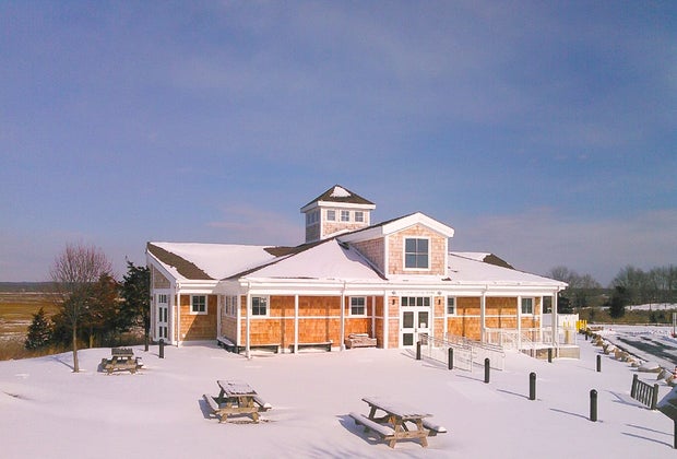 Photo of snow-covered Meigs Point Nature Center