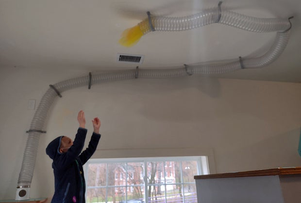 Kids go crazy playing with air flow and gravity in the Early Learn Junction exhibit at the Mid-Hudson Children's Museum. 