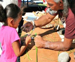 Learn crafts from the original Californians, coastal Native Americans, at the Moompetam Festival. Photo courtesy of the Aquarium of the Pacific