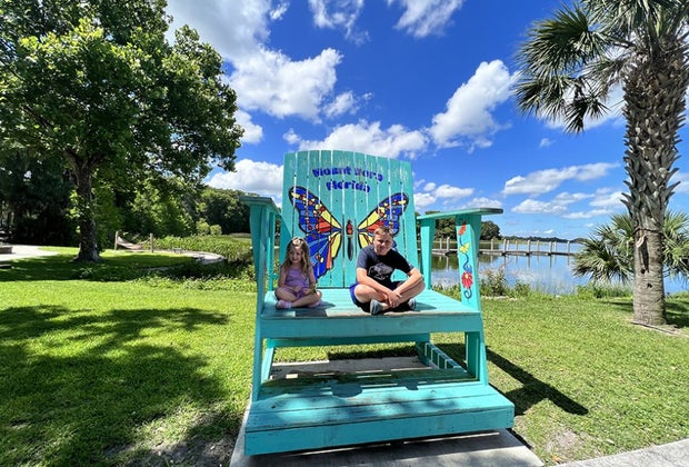 25 summer day trips from Orlando: big blue chair at Grantham Point