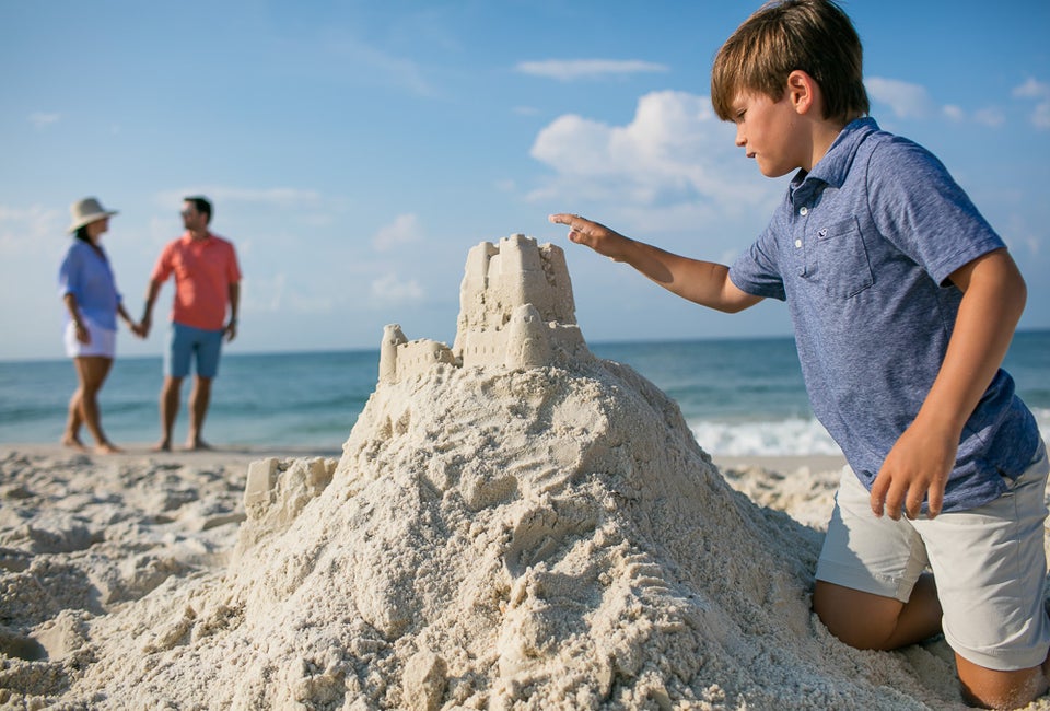 The white sand is perfect for sandcastles at Gulf Shores and Orange Beach. Photo courtesy of  Gulf Shores/Orange Beach Tourism