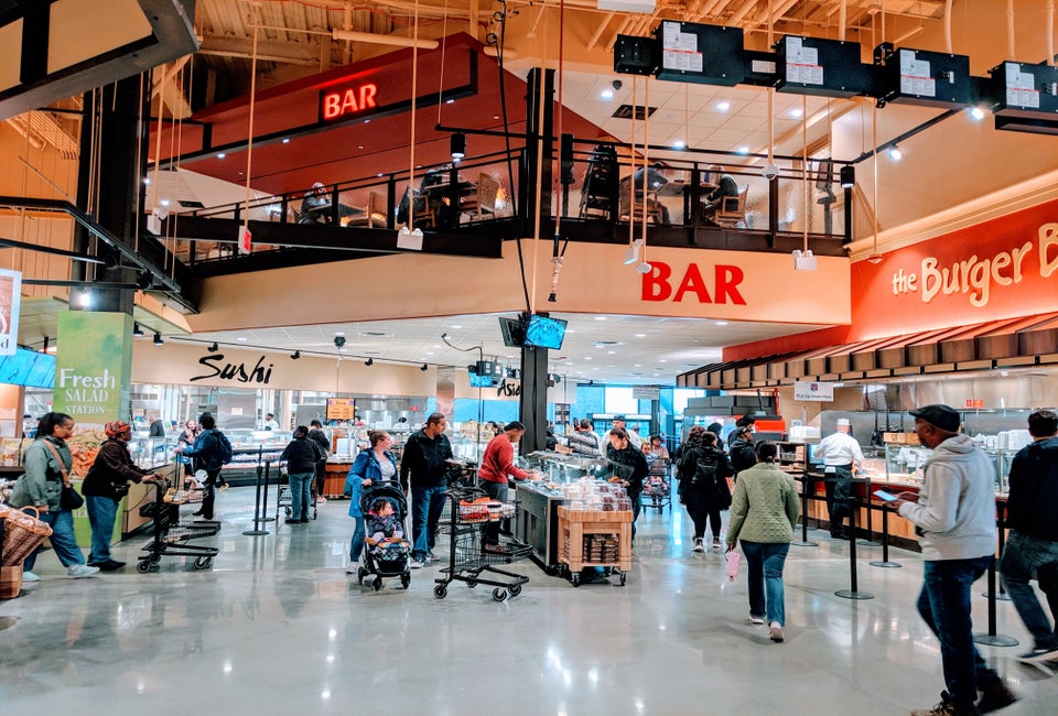 Is Wegmans a grocery store, a food hall, or a restaurant? The answer is, all of the above.