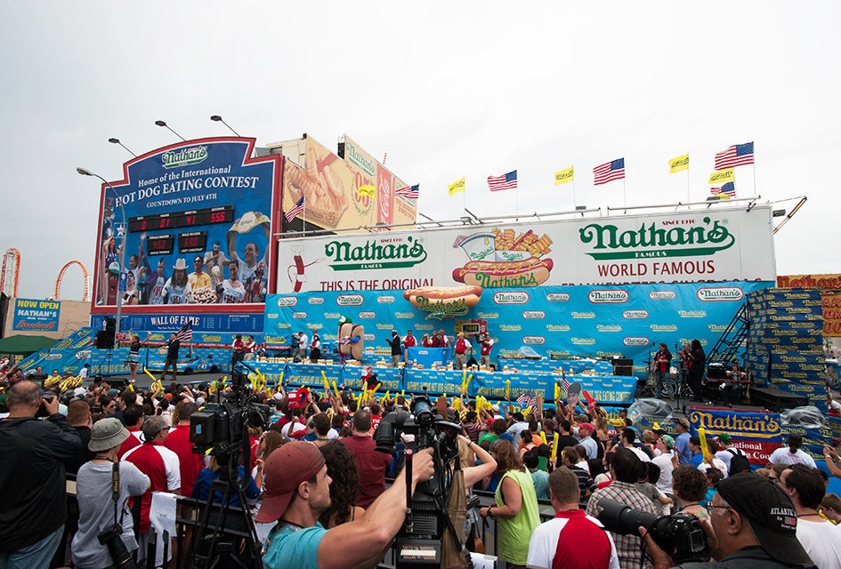 The annual hot dog eating contest at Coney Island is a fun way to spend the 4th of July with kids. Photo courtesy of the event