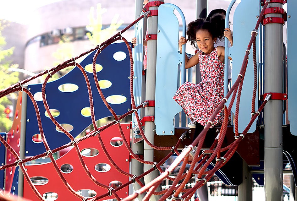 Get ready for challenging climbing at the Hester Street Playground. 