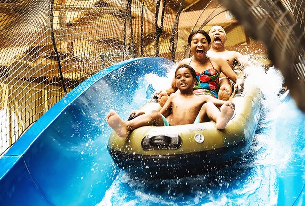 Great Wolf lodge water park family on water ride