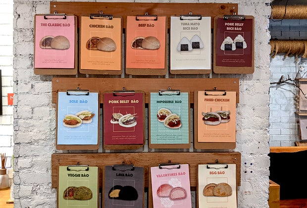 The bao bun menu at Bao Tea House