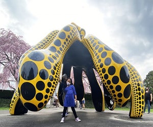 Polka dots, pumpkins, and mega-sized sculptures are fun for kids to see at NYBG's new Kusama installation. 