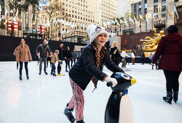 Things to do in Midtown Manhattan with kids: the Rink at Rockefeller Center.